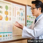 한방재활치료사의 직무 관련 서적 추천 - A modern Japanese medical professional in a clean, bright clinic setting, wearing professional attir...